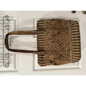 Jennifer Taylor Tapestry Brocade Brown Quilted Purse